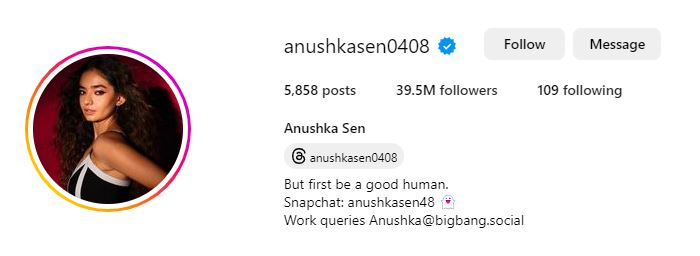 Anushka Sen Instagram